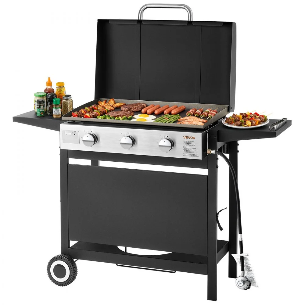 Summer Sale
VEVOR Gas Griddle, 3-Burner Flat Top Grill, Propane Griddle with Wheels, Lid, 3 x 11000 BTU Outdoor Flat Top Grills for Pan-Frying, Grilling, Stir-Frying, & BBQ, Pulse Ignition, Removable Top Design