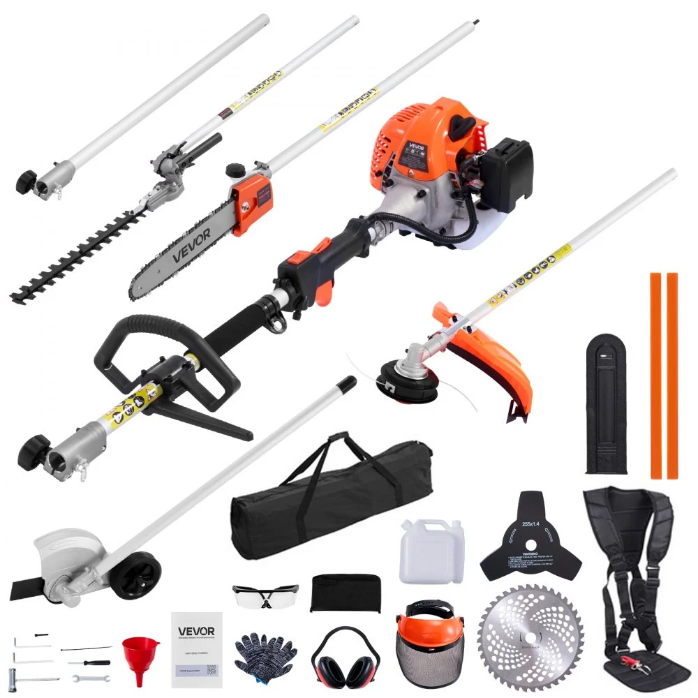 Summer Sale
VEVOR Gas Hedge Trimmer, 2 Cycle Gas Power Handheld Trimmer, 6-in-1 26cc Weed Eater with Extension Pole & Protective Gear Set, Includes Hedge & String Trimmer, Brush Cutter(3T & 40T), Edger, Pole Saw