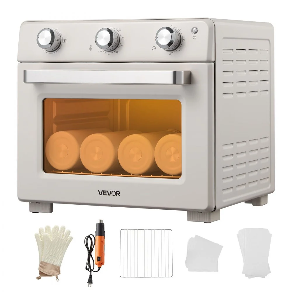 VEVOR Sublimation Oven Machine, 26 Qt, Fits 40oz Tumblers, with 1 Heat Air Gun, 50 Shrink Films, 1 Tape and 2 Heat Gloves, 360° Turbo Convection for Sublimation Blank Tumblers, Mugs, Bowls, Off-White