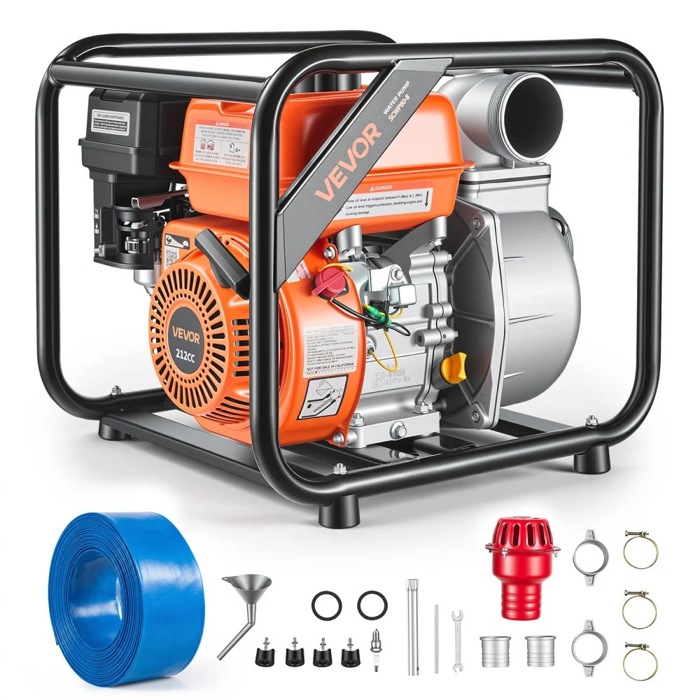 Summer Sale
VEVOR Gas Powered Water Pump, 3 in, 242 GPM 7HP Semi Trash Water Transfer Pump Portable, Gasoline Engine with 25 ft Discharge Hose, Heavy Duty Frame, Cast Iron Impeller, for Irrigation, Ponds, Pools