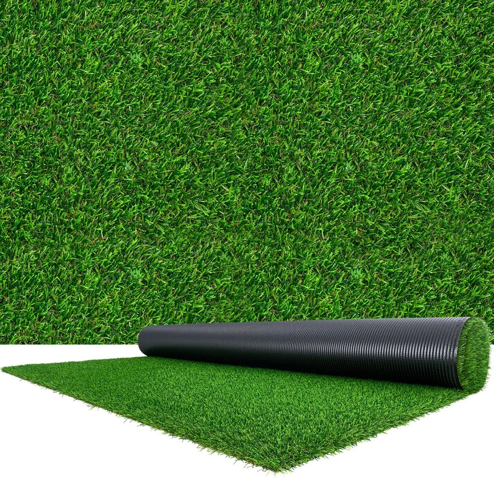 VEVOR Artificial Grass, 15 x 7 ft Fake Grass Turf Rug, 1.38 in Pile Height Realistic Synthetic Lawn Carpet Roll Mat, Easy Clean Drainage Holes for Patio, Garden, Balcony, Outdoor Indoor Decor, Green