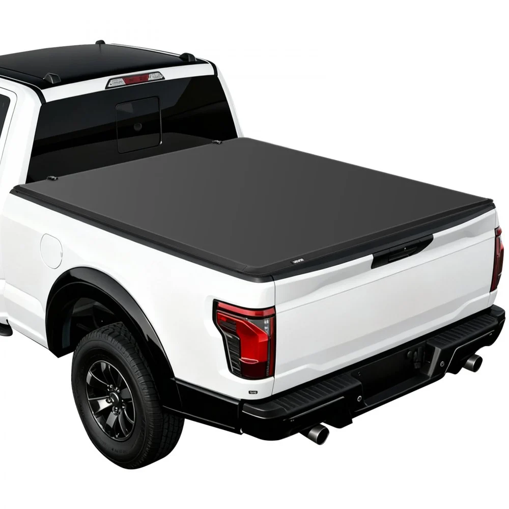 VEVOR Soft Tri-Fold Truck Bed Tonneau Cover, Compatible with 2015-2026 Ford F-150 5.5 ft (67.1 in) Bed, Waterproof Soft Folding Truck Tonneau Cover with 3-Layer PVC and Aluminum Alloy Support Bar
