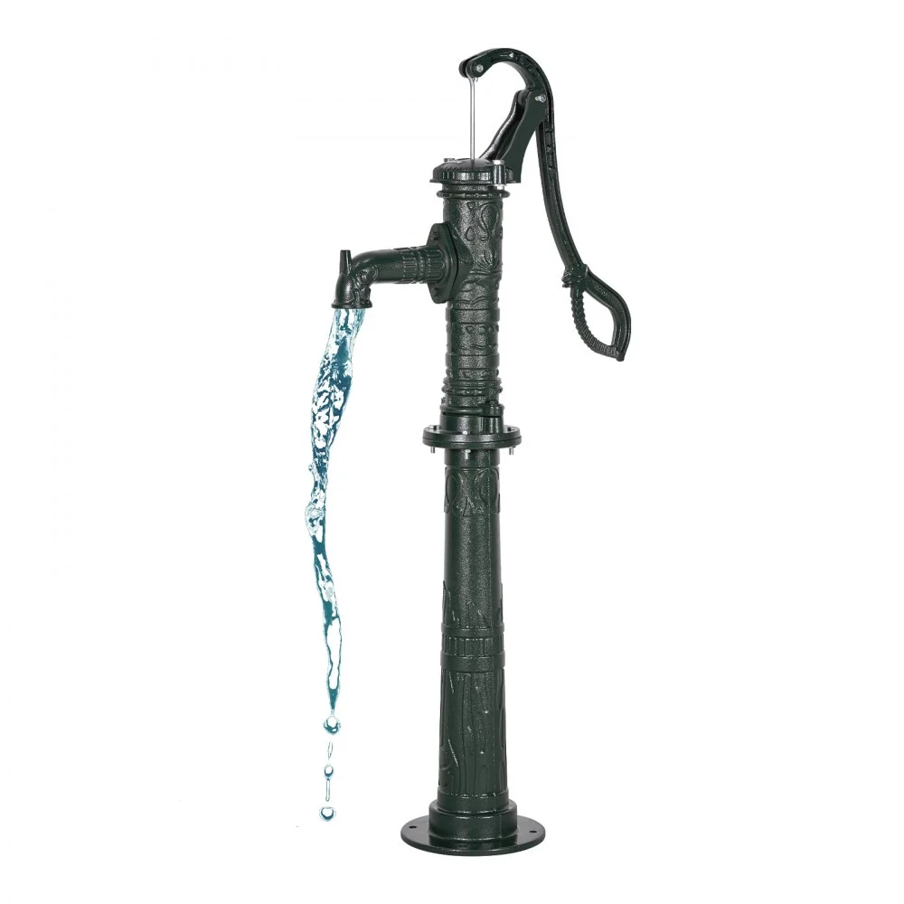 VEVOR Well Hand Pitcher Pump, 20 ft Max Lift, Antique Cast Iron Manual Hand Water Pump with Heightening Base, NPT 1-1/4 in Connection, Easy Installation, for Outdoor Garden, Pond, Yard, Farm, Green