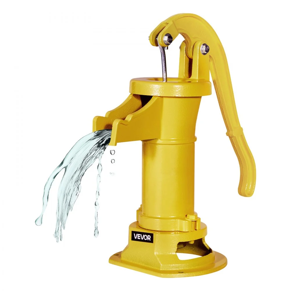 VEVOR Well Hand Pitcher Pump, 25 ft Maximum Lift, Antique Cast Iron Manual Hand Water Pump, NPT 1-1/4 in Connection, Easy Installation, Old Fashioned for Outdoor Garden, Pond, Backyard, Farm, Yellow