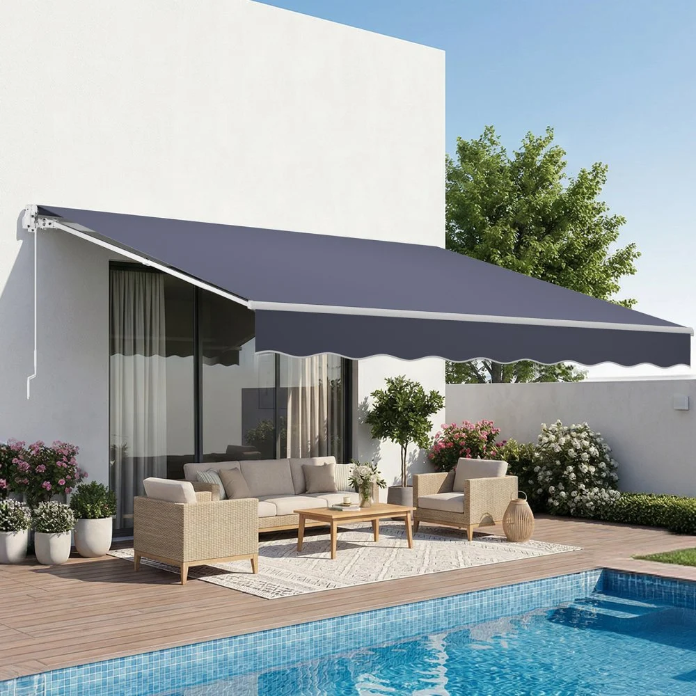 Summer Sale
VEVOR Manual Retractable Awning, 11.5' x 9.8' Outdoor Patio Awning Retractable Sun Shade, Patio Door Window Water-Resistant Polyester Sunshade Shelter with Crank Handle for Deck, Balcony, Yard, Gray