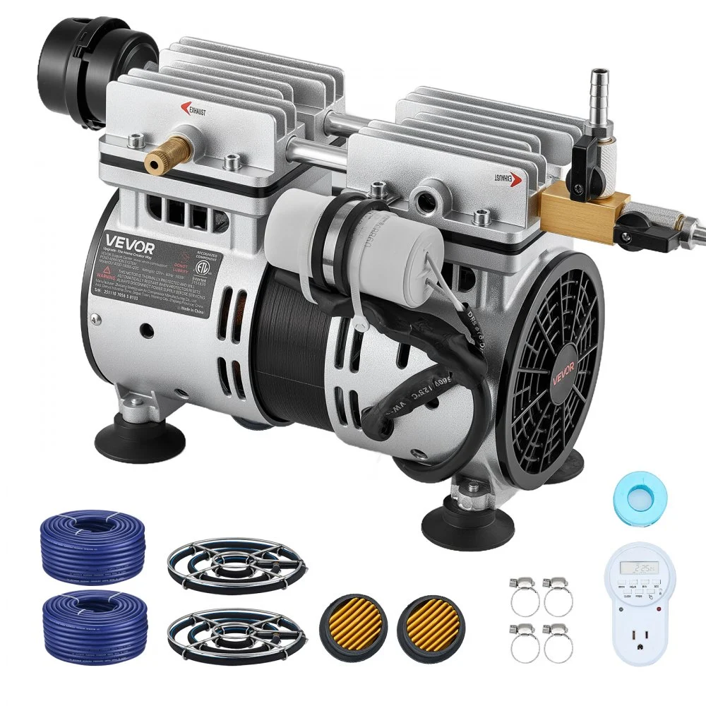 Summer Sale
VEVOR Pond Aerators, 5.2CFM Aeration System for Lake up to 3 Acres, 3/4 HP Air Compressor, 2 Diffusesr & Two100' Weighted Tubings, Aeration Pump for Outdoor Ponds & Lakes Deep Water Oxygen Circulation