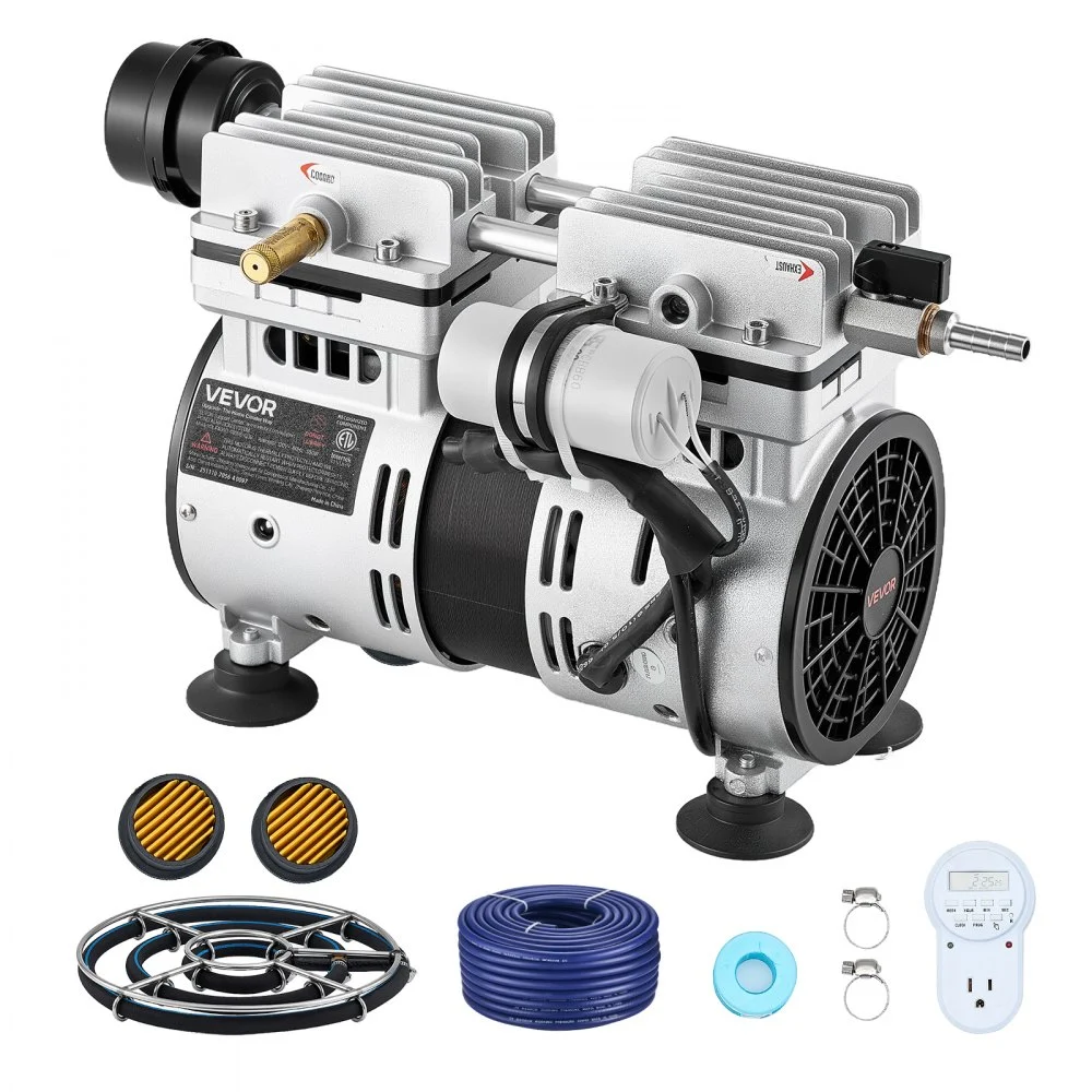 Summer Sale
VEVOR Pond Aerators, 5.2CFM Aeration System for Lake up to 3 Acres, 3/4 HP Air Compressor, 1 Diffuser & 100' Weighted Tubings, Aeration Pump for Outdoor Ponds & Lakes Deep Water Oxygen Circulation