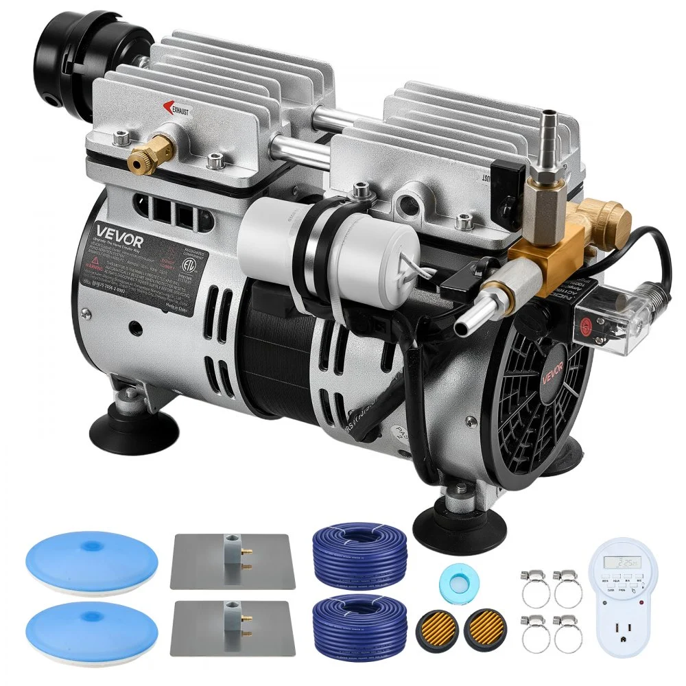 Summer Sale
VEVOR Pond Aerators, 5.2CFM Aeration System for Lakes up to 3 Acres, 3/4 HP Air Compressor, 2 Diffusers & Two 100' Weighted Tubings, Outdoor Pond Aeration Pump for Deep Water Oxygen Circulation