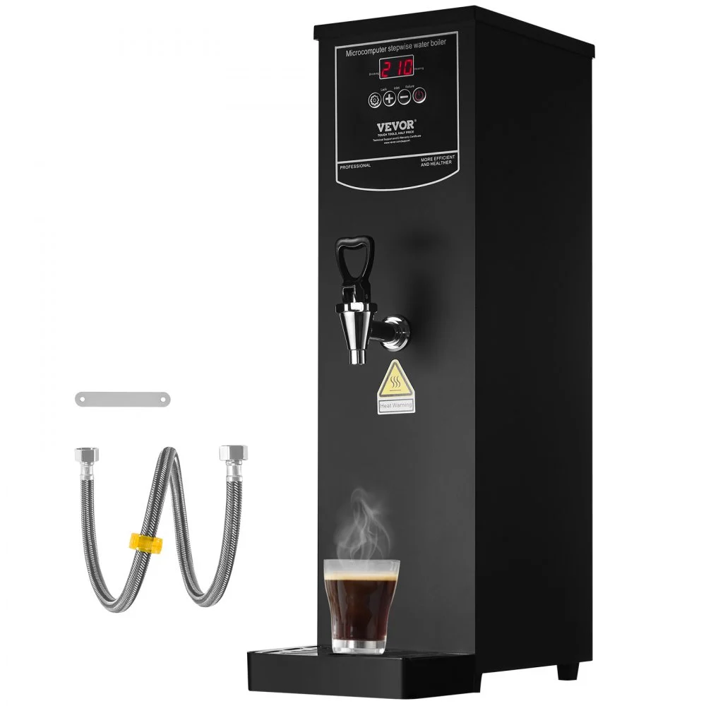 VEVOR Commercial Water Boiler, Electric Hot Water Dispenser with 316 Stainless Steel Heating Tube, 1500W Step-by-step Fast Heating 50L per Hour Hot Water Boiler, for Coffee Tea Restaurant Office