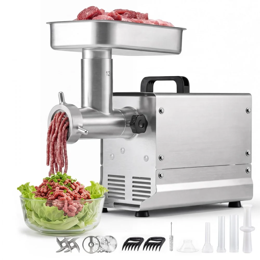 VEVOR Commercial Meat Grinder, 11 Lbs/Min Capacity, #12 Electric Meat Mincer with 3 Plates, 3 Sausage Stuffing Tubes, 550W/0.7HP Stainless Steel Sausage Maker for Home Kitchen & Restaurant, ETL Listed