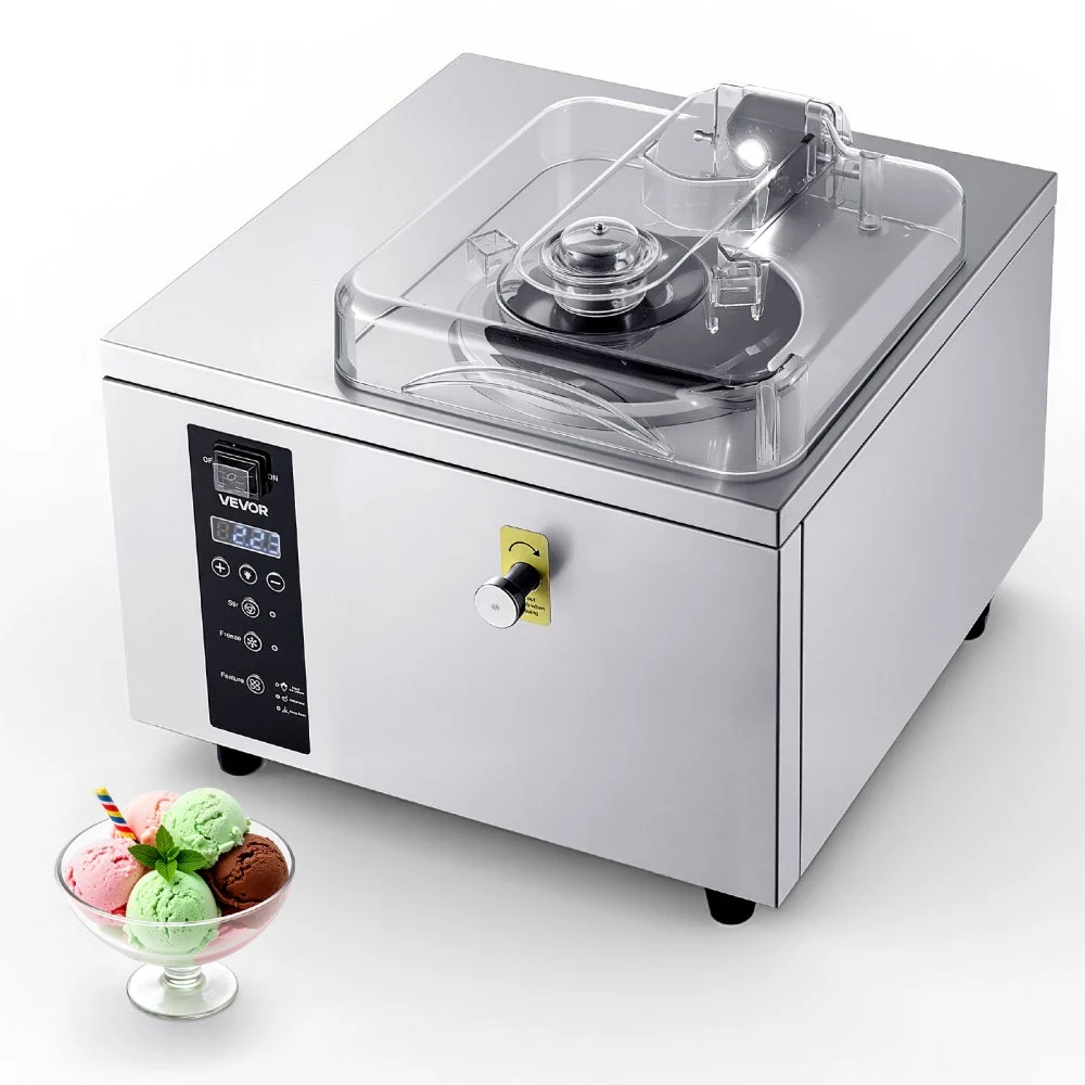 VEVOR Commercial Hard Ice Cream Machine, 500W 1.32 Gal/Hour, Gelato Hard Serve Ice Cream Maker with 2.8L 304 Stainless Steel Cylinder, Auto Clean LED Panel High Productivity for Snack Bar Restaurants
