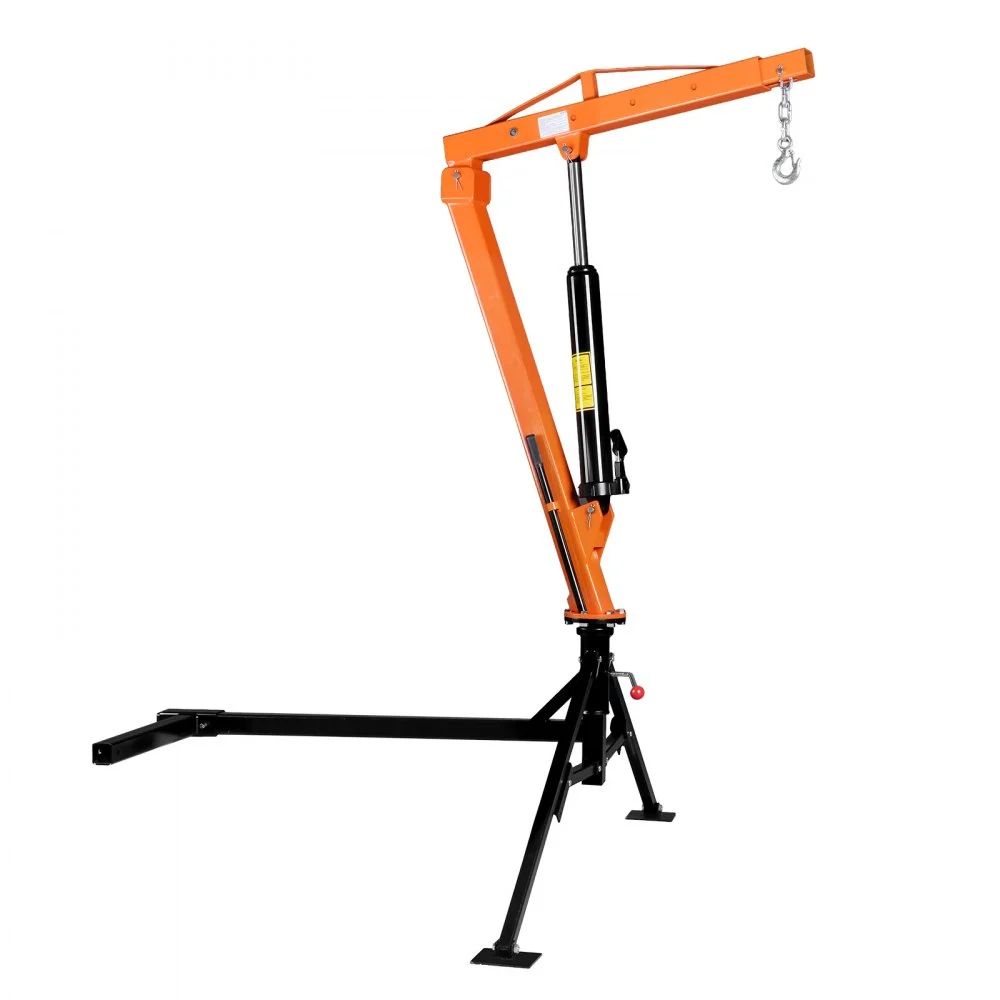 VEVOR Truck Crane, 1500 lbs Pickup Hitch Crane Trailer Hitch Mounted, Manual Hydraulic with 12T Hydraulic Jack, 360° Swivel Telescopic Boom, Foldable Truck Bed Jib for Machine Lumber Equipment Lifting