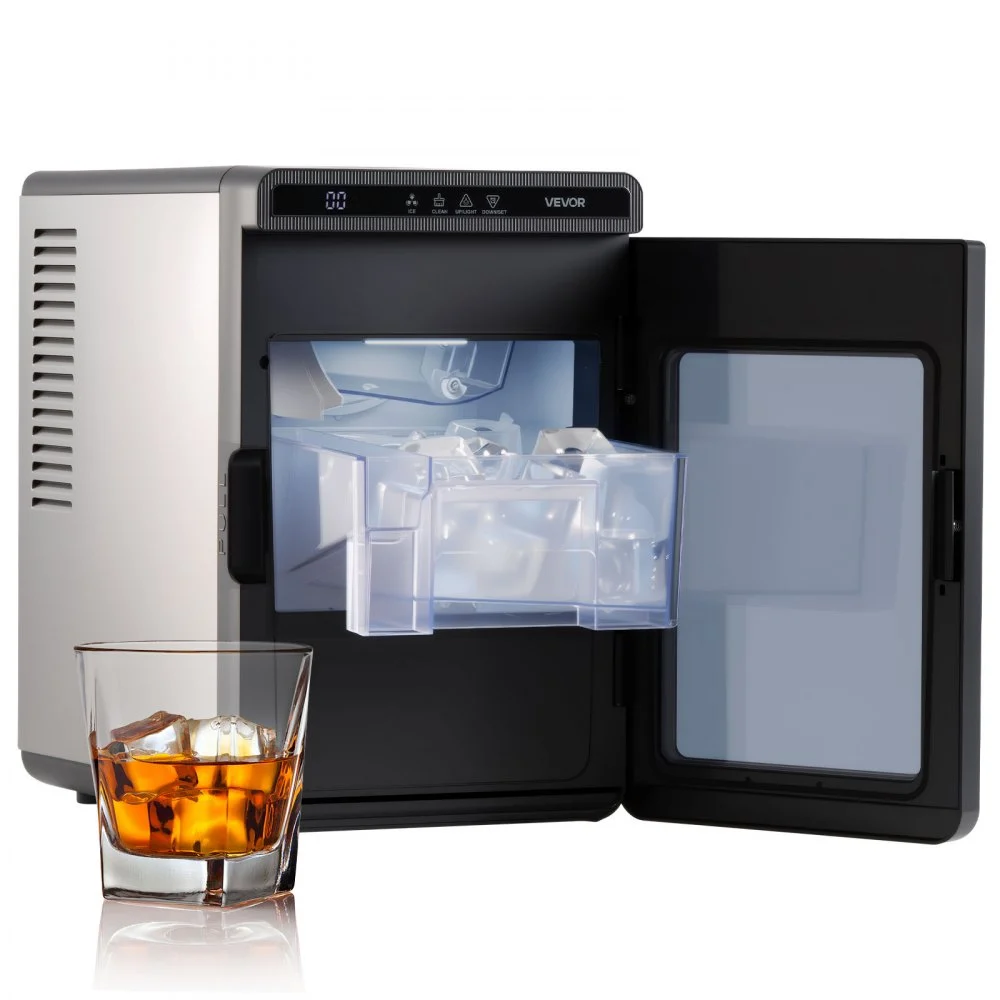VEVOR Countertop Ice Maker, 22 lbs per Day, Self-Cleaning Portable Machine with Tong, Drawer-Style Ice Access, Ice-Making Machine with Large Square Cubes, for Home, Kitchen, Office, Bar & Party