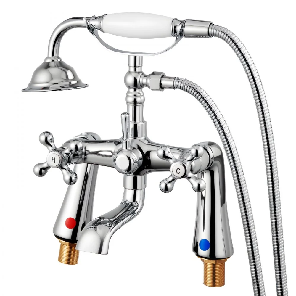 VEVOR Clawfoot Tub Faucet, Deck Mount Bathtub Faucets with Handheld Shower, Vintage Polished Chrome Clawfoot Tub Filler Faucet Shower Kit with 360° Rotation Spout & 59-inch Long Hose for Bathtubs