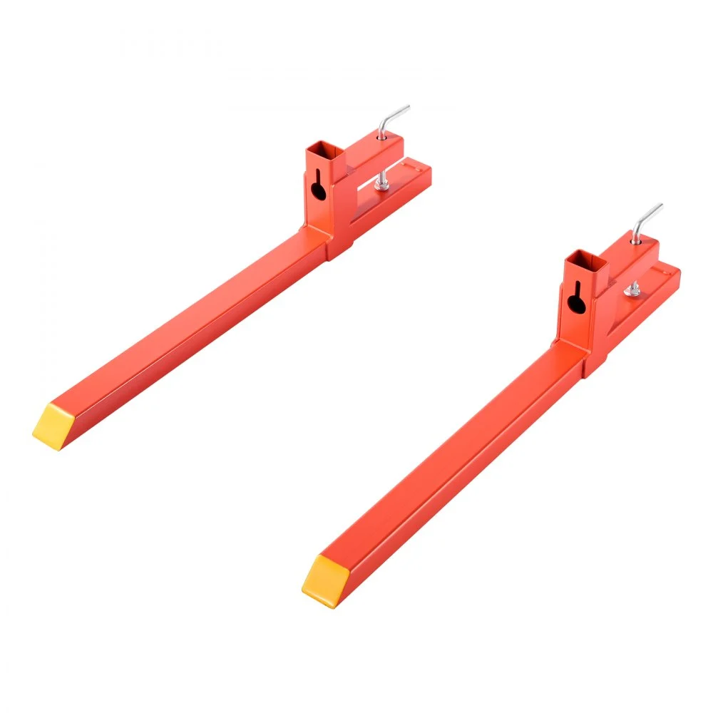 VEVOR Pallet Forks, 2000 lbs Clamp on Pallet Forks, 43-Inch Total Length Heavy-Duty Quick Attach Tractor Fork Compatible with Tractor Attachments, Loader Bucket, and Skid Steer, Orange