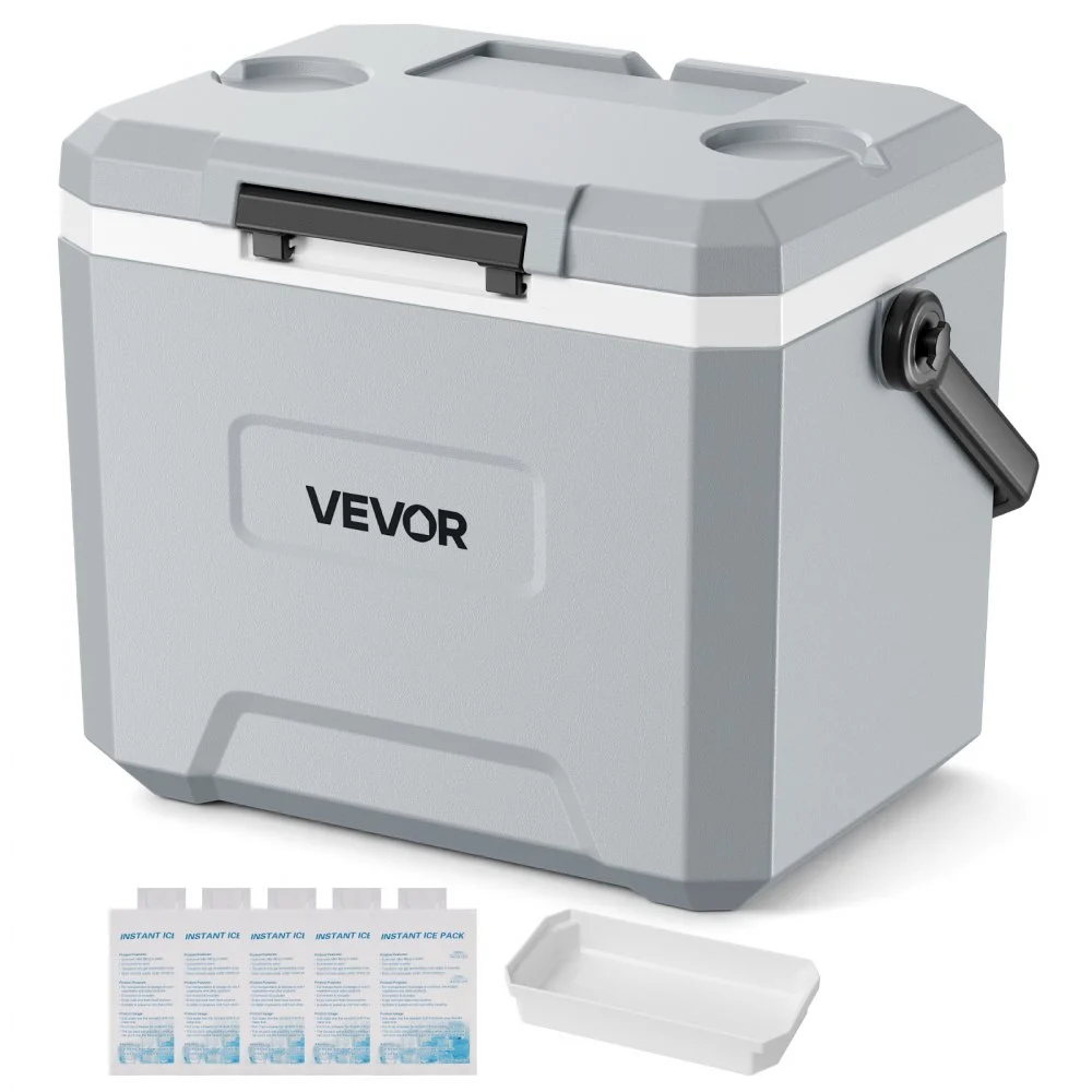 VEVOR Hard Cooler, 17QT Portable Cooler, Leak-Resistant Coolbox Keeps Contents Cool for 48 Hours, Insulated Chests with Ice Retention and Heavy-Duty Handle, Ultra-Light for Camping, Concerts, Sports