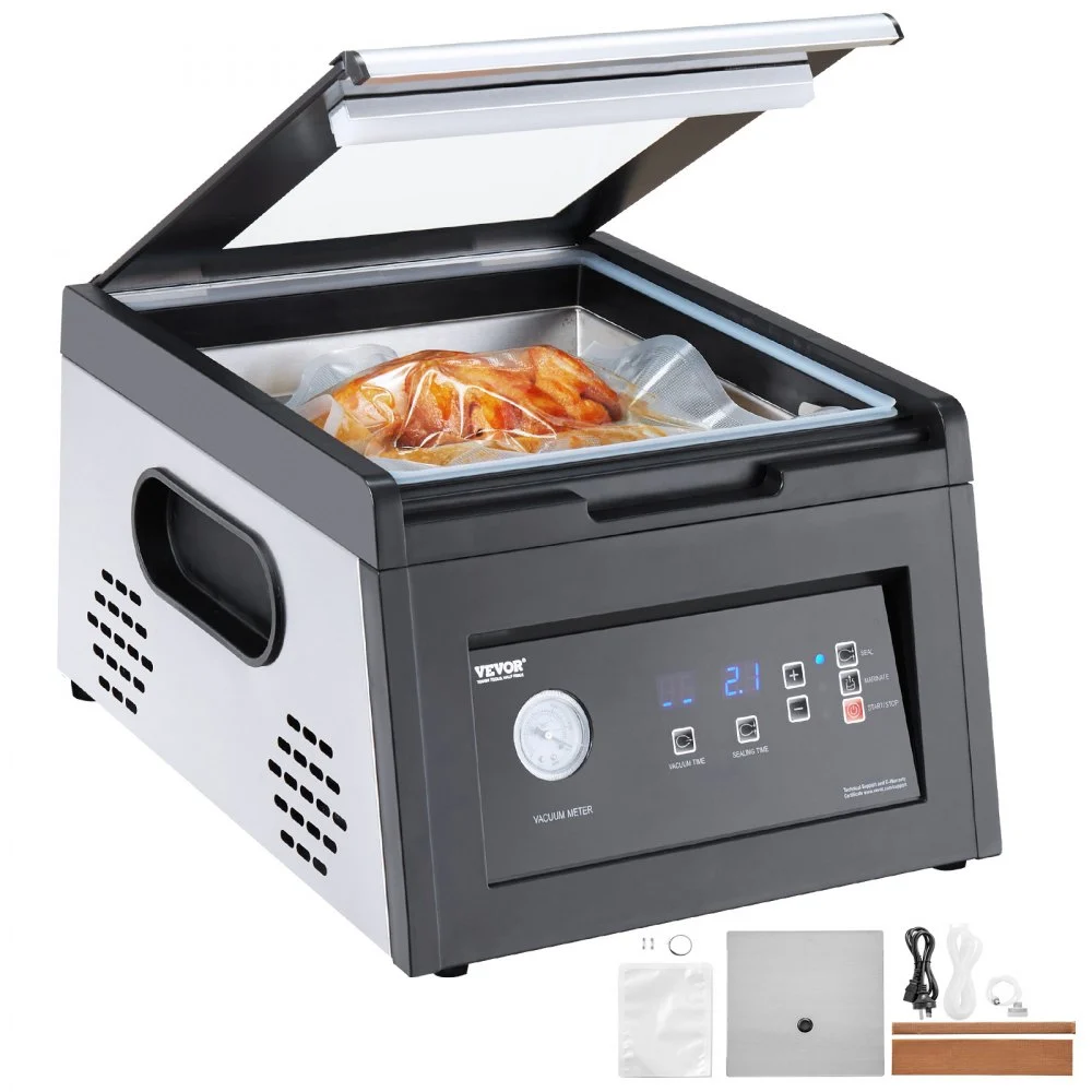 Summer Sale
VEVOR Chamber Vacuum Sealer, 380W Vacuum Pump Power, Sealing Bag Packing Machine for Wet Foods, Meat, Compact Design with 11.5 in Sealing Length, Ideal Commercial Sealer for Professional and Home Use