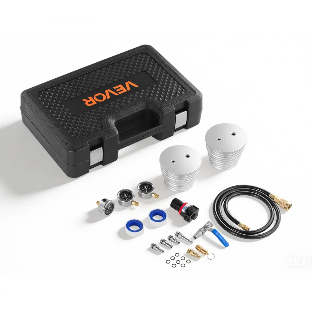 VEVOR Turbo Boost Leak Tester Kit, Compatible with 3"/3.5"/4" Pipe, 0-150 PSI Valve Gauge & 0-60 PSI Adapter Gauge, Turbo System Leakage Tester Set with 4 Pairs of Air Fittings for Diesel Trucks, SUVs