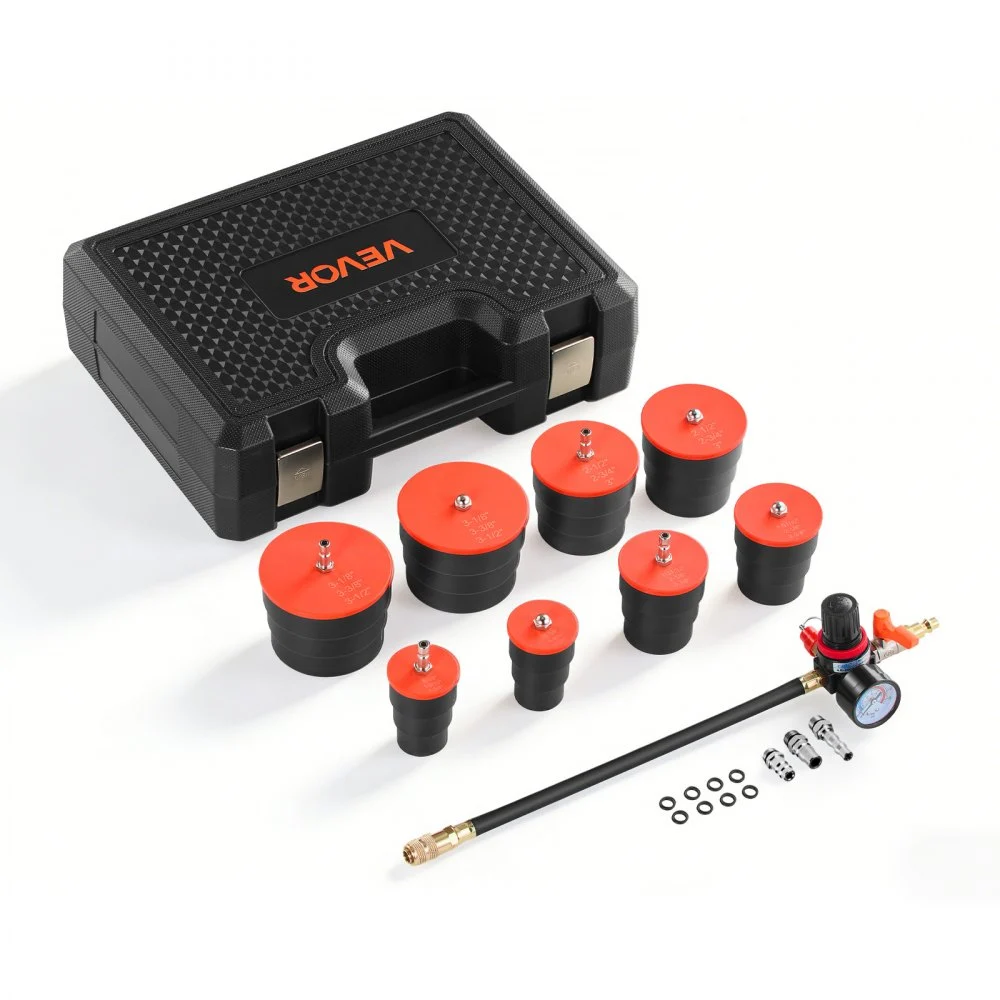VEVOR Turbo Boost Leak Tester Kit, 0-80 PSI Valve Gauge Range, Turbo System Leakage Tester Set with 4 Pairs of Stepped Adapters 1-3/8" to 3-1/2" & Air Fittings for Intercooler and Intake Piping Test
