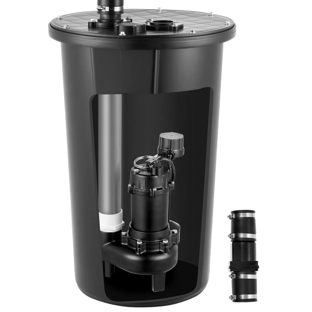 Summer Sale
VEVOR Sewage Pump System, 1/2 HP, 4800 GPH Cast Iron Sewage Pump with Basin Kit, 120 Volt Automatic Outdoor Water/Seepage Collection and Removal System with Vertical Float Switch, 2" Discharge, Black