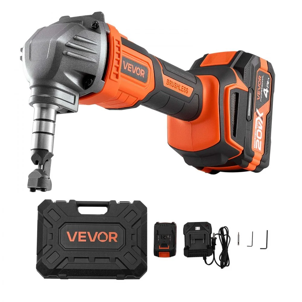 VEVOR Cordless Metal Nibbler, with 20 V 4000 mAh Battery, 2200 RPM Efficient Brushless Motor, Electric Nibbler Metal Cutter with Plastic Carrying Case for Cutting Steel Sheet and Aluminum Sheet