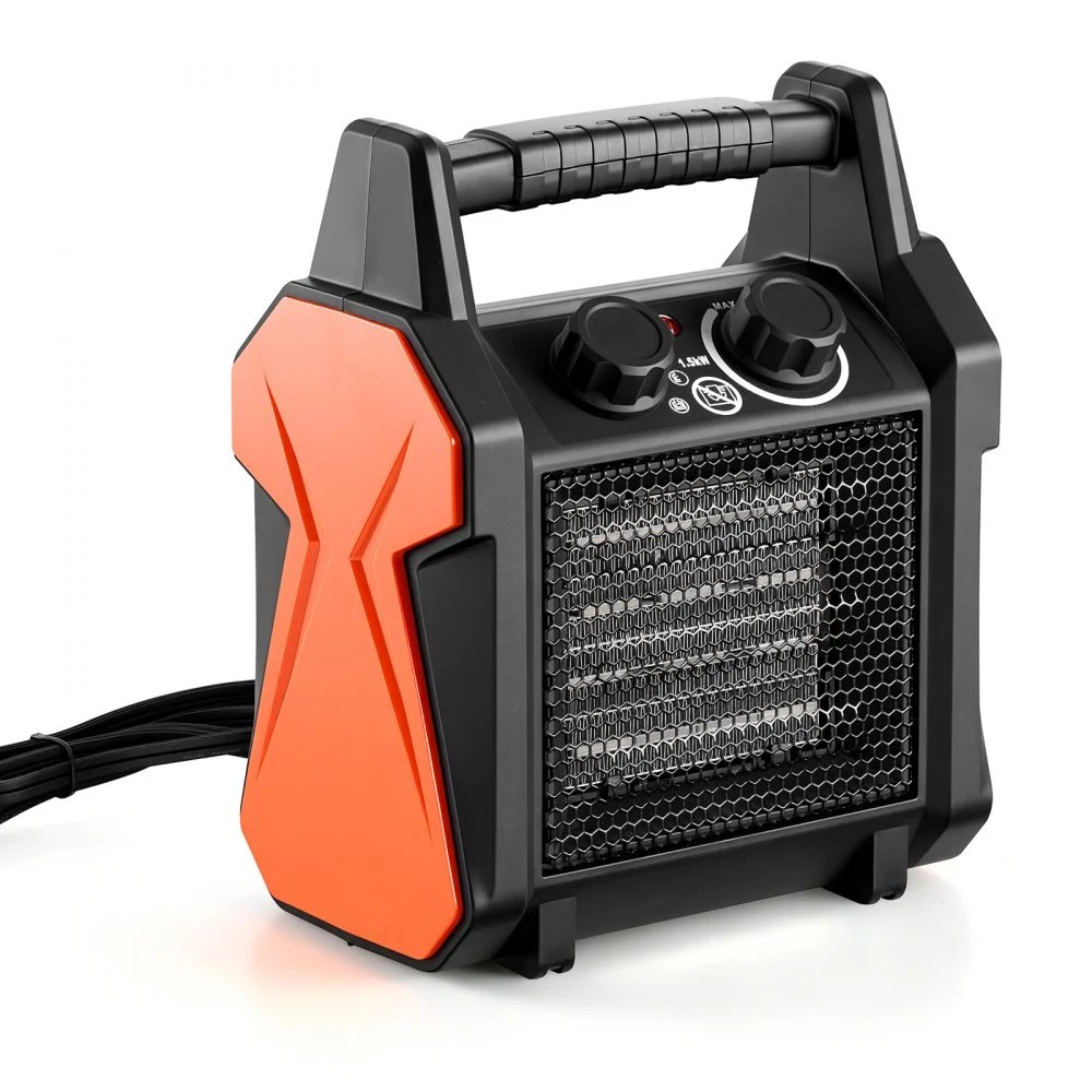 VEVOR Greenhouse Heater, 1500W Electric PTC Space Heater with Fan, Low & High Heat Modes, Overheat Protection, Tip-Over Shut-Off, Portable for Grow Tent, Small Greenhouse, Flower Room, Home Office