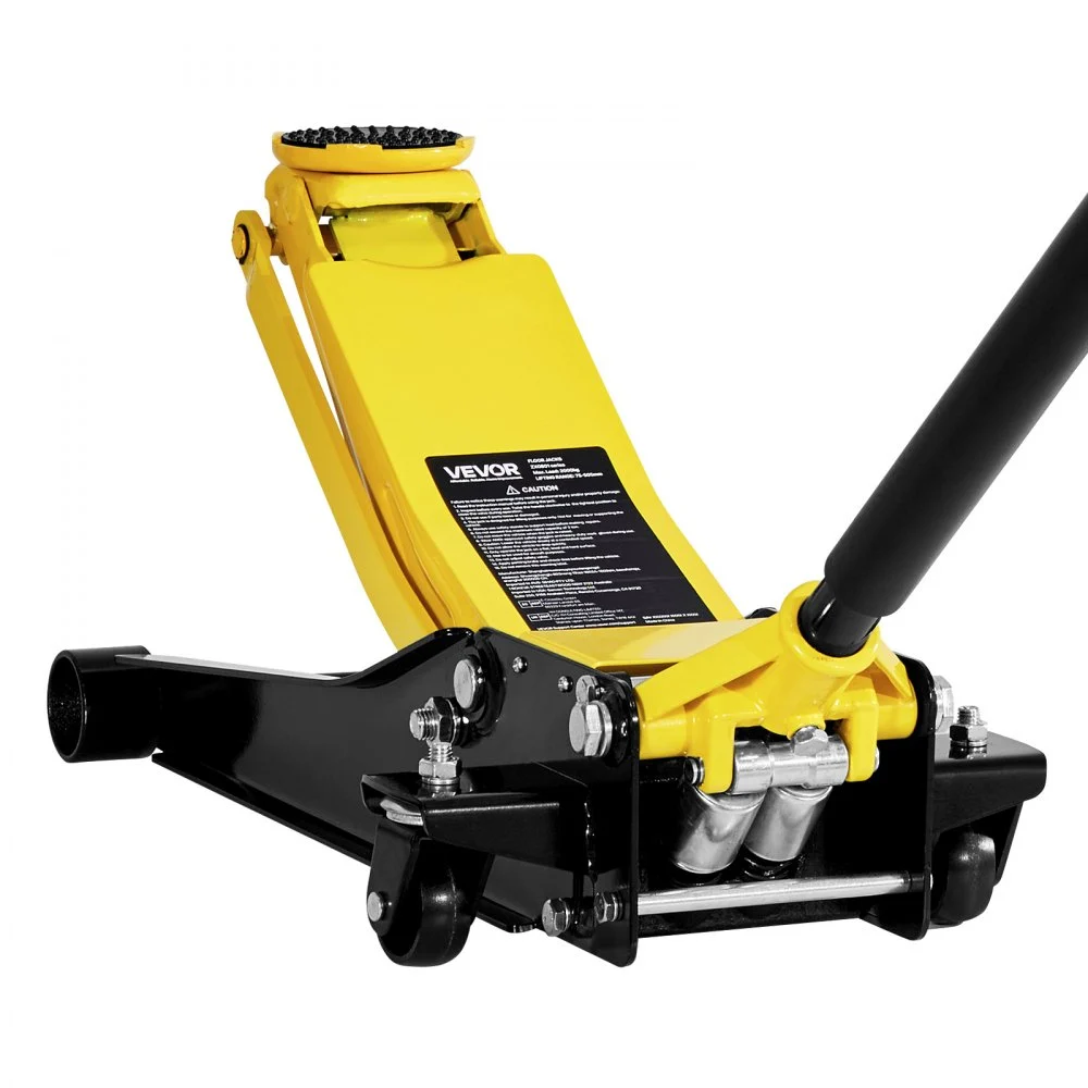 VEVOR Low Profile Floor Jack, 2 Ton (4400 lbs) Capacity, Steel Racing Floor Jack with Dual Pistons Quick Lift Pump, Hydraulic Trolley Car Lift for Sports Cars, Sedans, Lifting Range 2.95-19.9 Inches