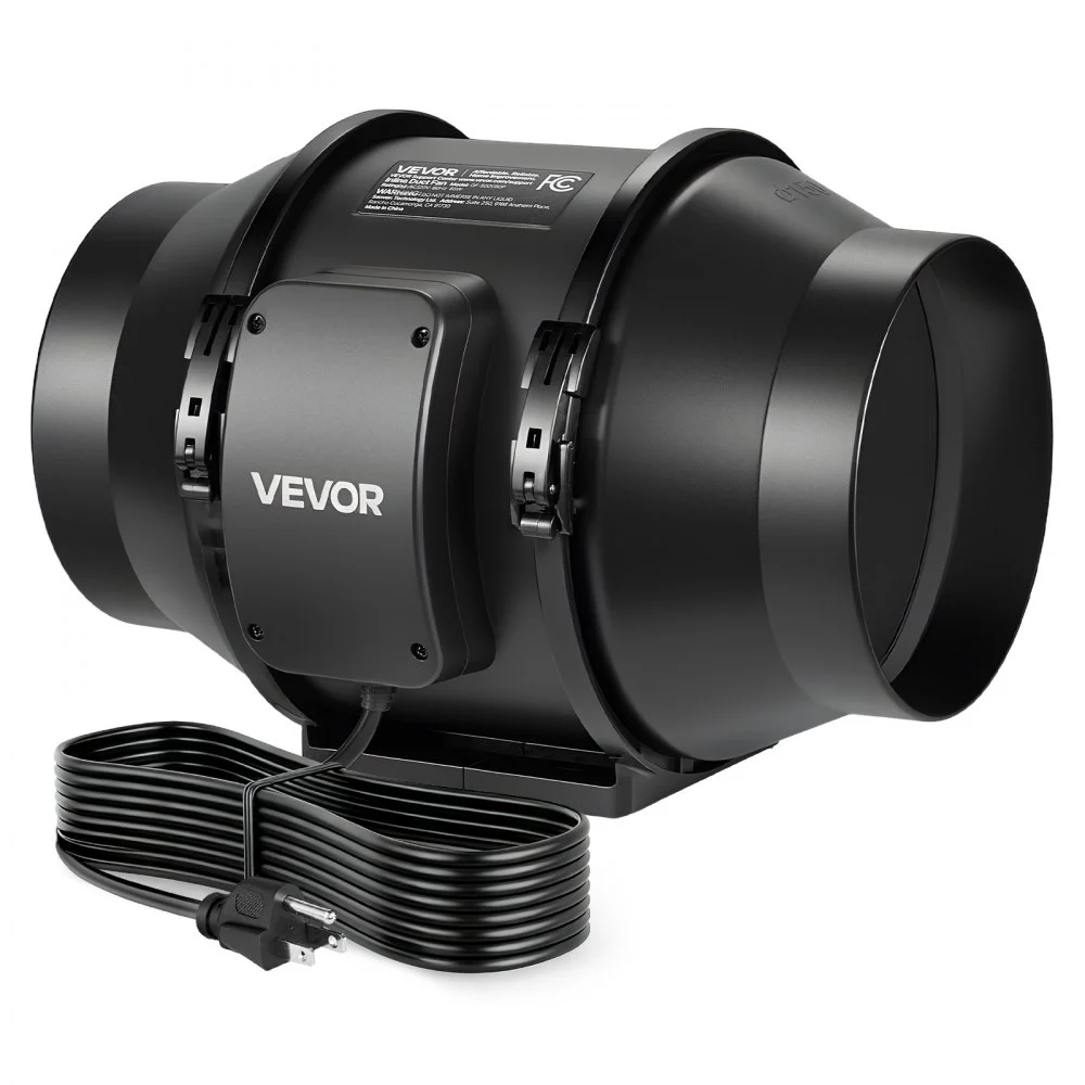 VEVOR Inline Duct Fan, 6 in Quiet Inline Exhaust Fan, 380 CFM Powerful AC-Motor Ventilation Fans for Cooling Booster, High Air Flow, Vent Blower Fans for Indoor Grow Tents Basement Hydroponics