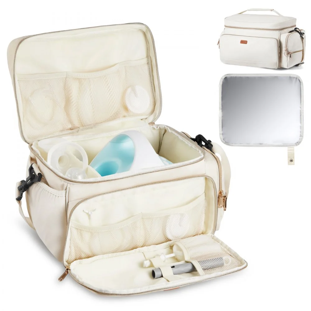Clearance
VEVOR Breast Pump Bag, Breast Feeding Bag with Waterproof Mat, Fits for S1/S2, Pumping Accessories & Breastmilk Storage, Portable Pump Carrying Case for Work, Travel and Family Use, Beige