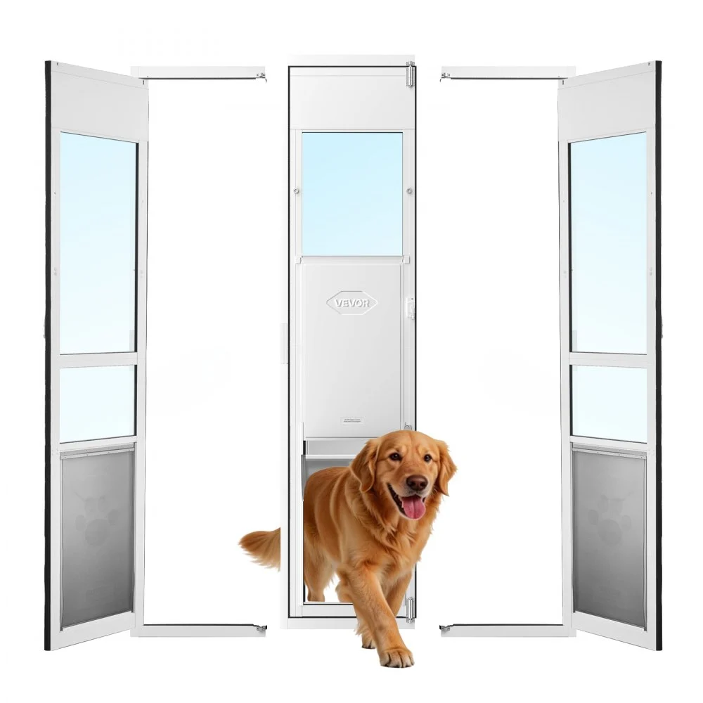 Summer Sale

        
               VEVOR Dog Door for Sliding Glass Door, 75 7/8" to 80 11/16" Adjustable Height, Aluminum Alloy Frame with Flap and Lock, for Extra Large-Sized Dogs, 180° Swing-Open Sliding Glass Pet Doors for Renters