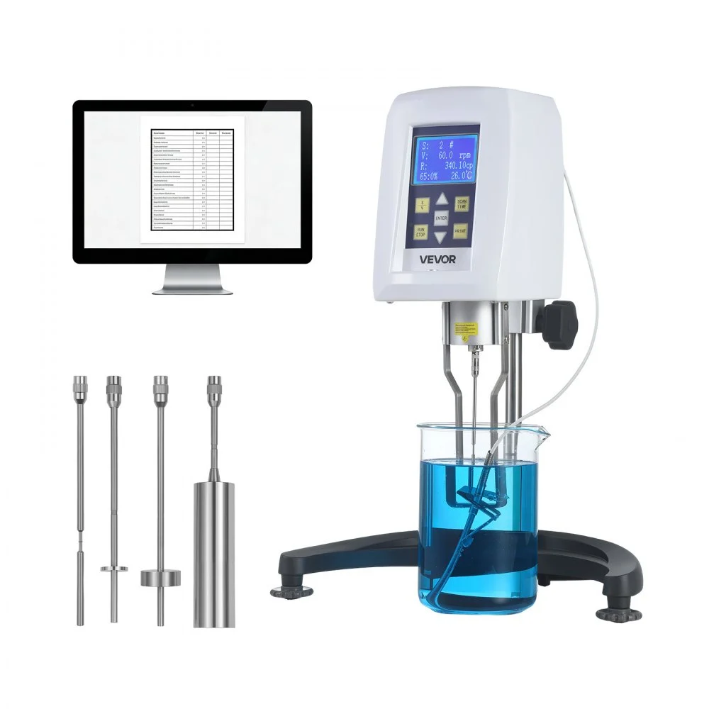 Summer Sale
VEVOR Digital Rotary Viscometer, 10-2,000,000 mPa.s(cP), ±2% Accuracy, 100-240V Digital Rotational Viscosity Meter with 4 Rotors and Temperature Probe, LCD Display, Lab Viscometer for Fluid Testing