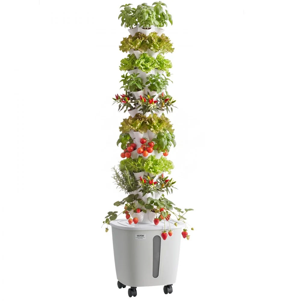 VEVOR Hydroponic Tower, 50 Pods 10 Tiers Hydroponics Growing System Kit with App Control & Casters, Vertical Home Garden with 20L Water Tank & Pump, Planter for Indoor Herbs, Fruits and Vegetables