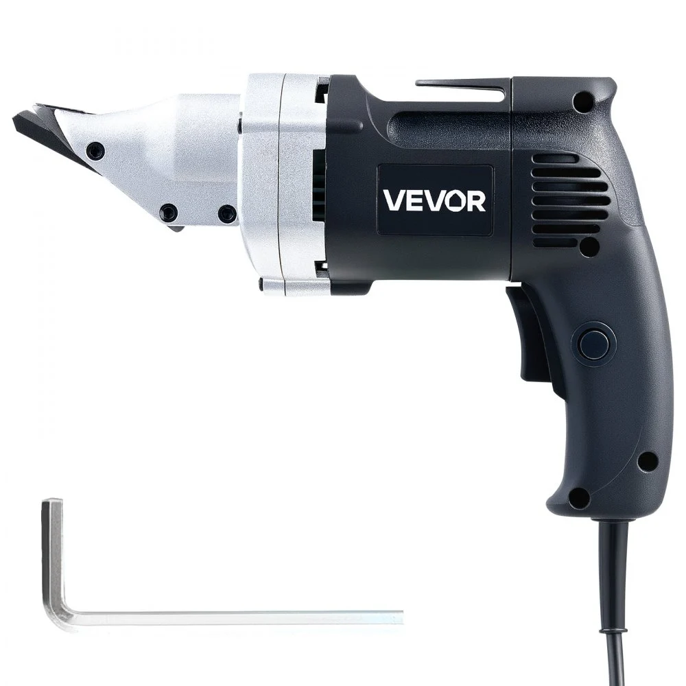 VEVOR Electric Metal Shear, 4.0-Amp Corded Sheet Metal Cutter with 360-Degree Swivel Head, Variable Speed, Continuous Cutting, Clean Cut for 18GA Galvanized Steel, 20 GA Stainless Steel, 2500 SPM