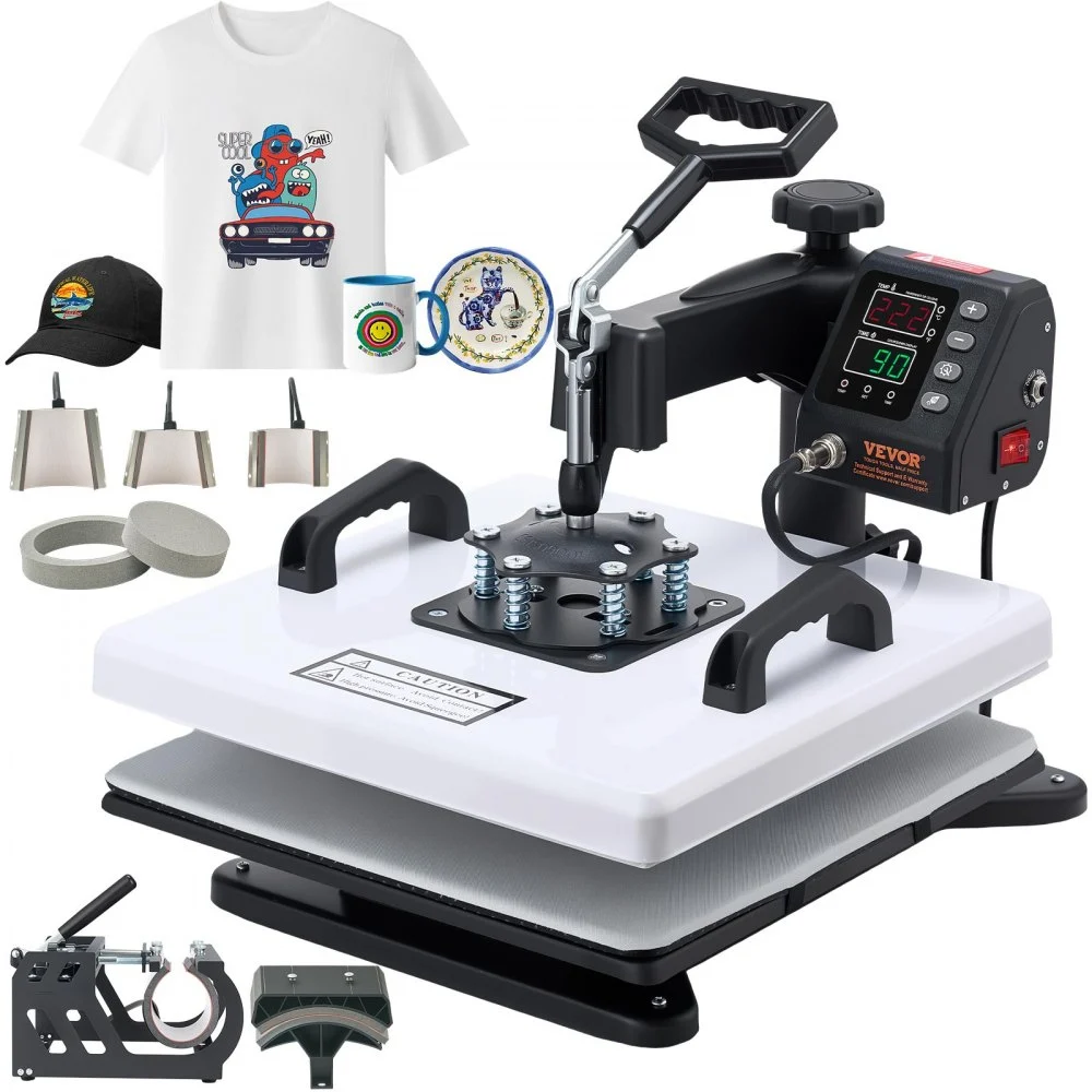 Summer Sale
VEVOR Heat Press Machine, 15 x 15 in, 8-in-1 Multifunction, 360° Swing Away, Heat Up Fast and Even, Digital Precise Control, Sublimation Press Machine for T-Shirts, Mugs, Tumblers, Caps, Plates
