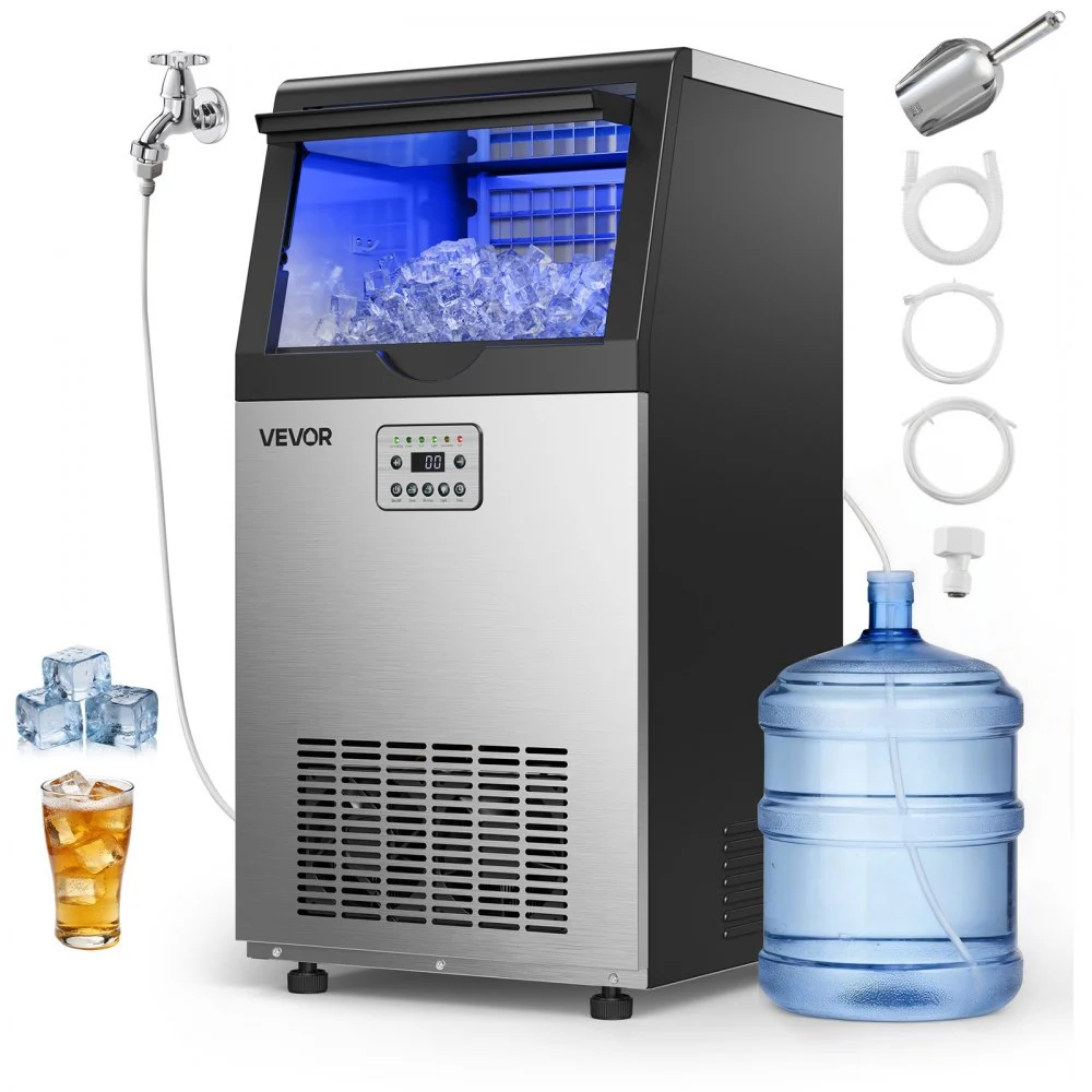 Summer Sale
VEVOR Commercial Ice Maker Machine, 120 lbs/24h with 30 lbs Storage Capacity, Built-in/Freestanding/Under Counter, Stainless Steel Ice Maker with LED Display & Self-Cleaning, for Home Bar Restaurant
