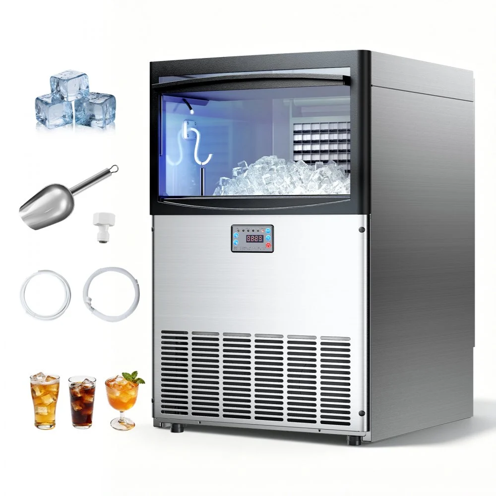 Summer Sale
VEVOR Commercial Ice Maker Machine, 200 lbs/24h with 50 lbs Storage Capacity, Built-in/Freestanding/Under Counter, Stainless Steel Ice Maker with LED Display & Self-Cleaning, for Home Bar Restaurant