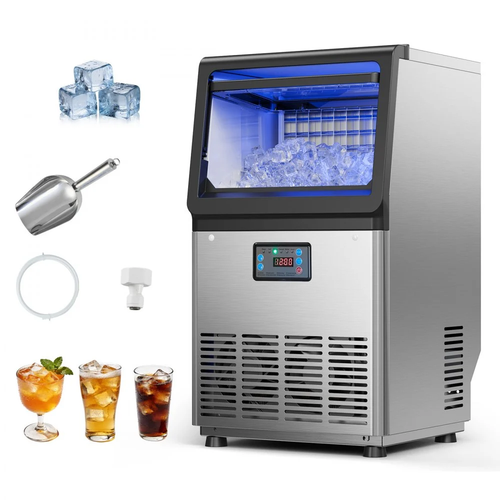Summer Sale
VEVOR Commercial Ice Maker Machine, 80 lbs/24h with 13 lbs Storage Capacity, Countertop/Freestanding/Under Counter, Stainless Steel Ice Maker with LED Display & Self-Cleaning, for Home Bar Restaurant