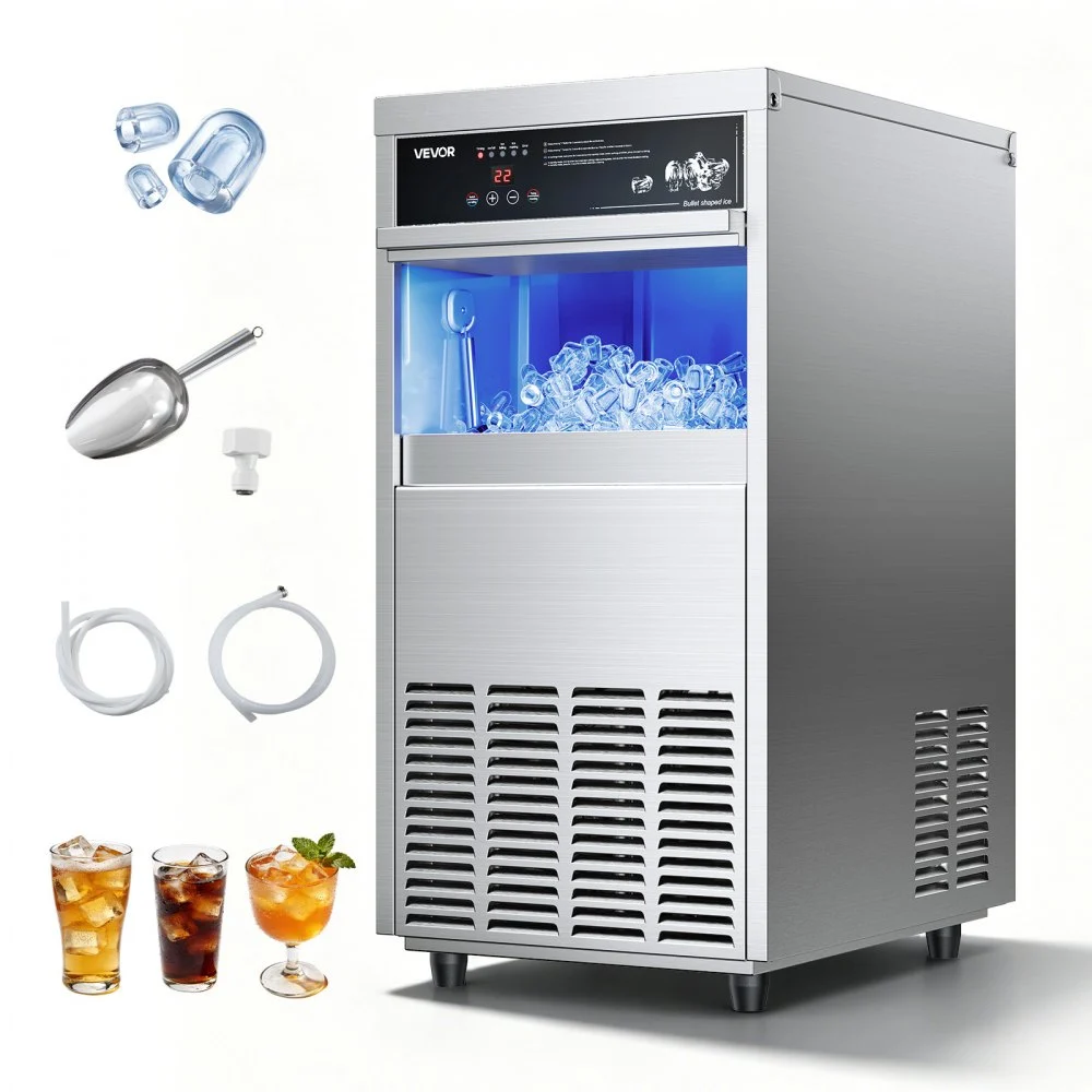 Summer Sale
VEVOR Commercial Ice Maker Machine, 100 lbs/24h with 30-35 lbs Storage, Built-in/Freestanding/Under Counter, Stainless Steel Ice Maker with LED Display & Self-Cleaning, for Home Bar Restaurant