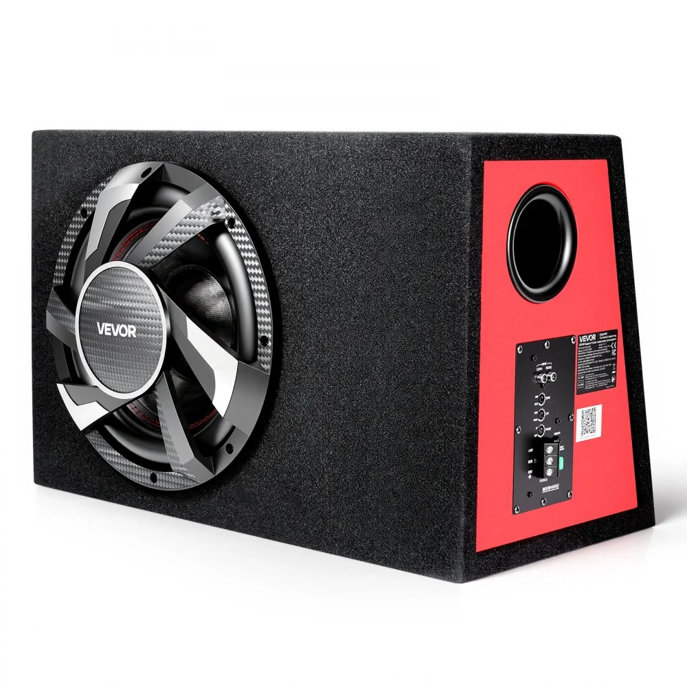VEVOR Subwoofer Bass Package, 12 in, 245W RMS, Complete Car Audio Subwoofer and Amp Package, with Loaded Enclosure, Built-in Amplifier, and Wiring Kit, Slim Trapezoid , Compact for Car Audio Systems