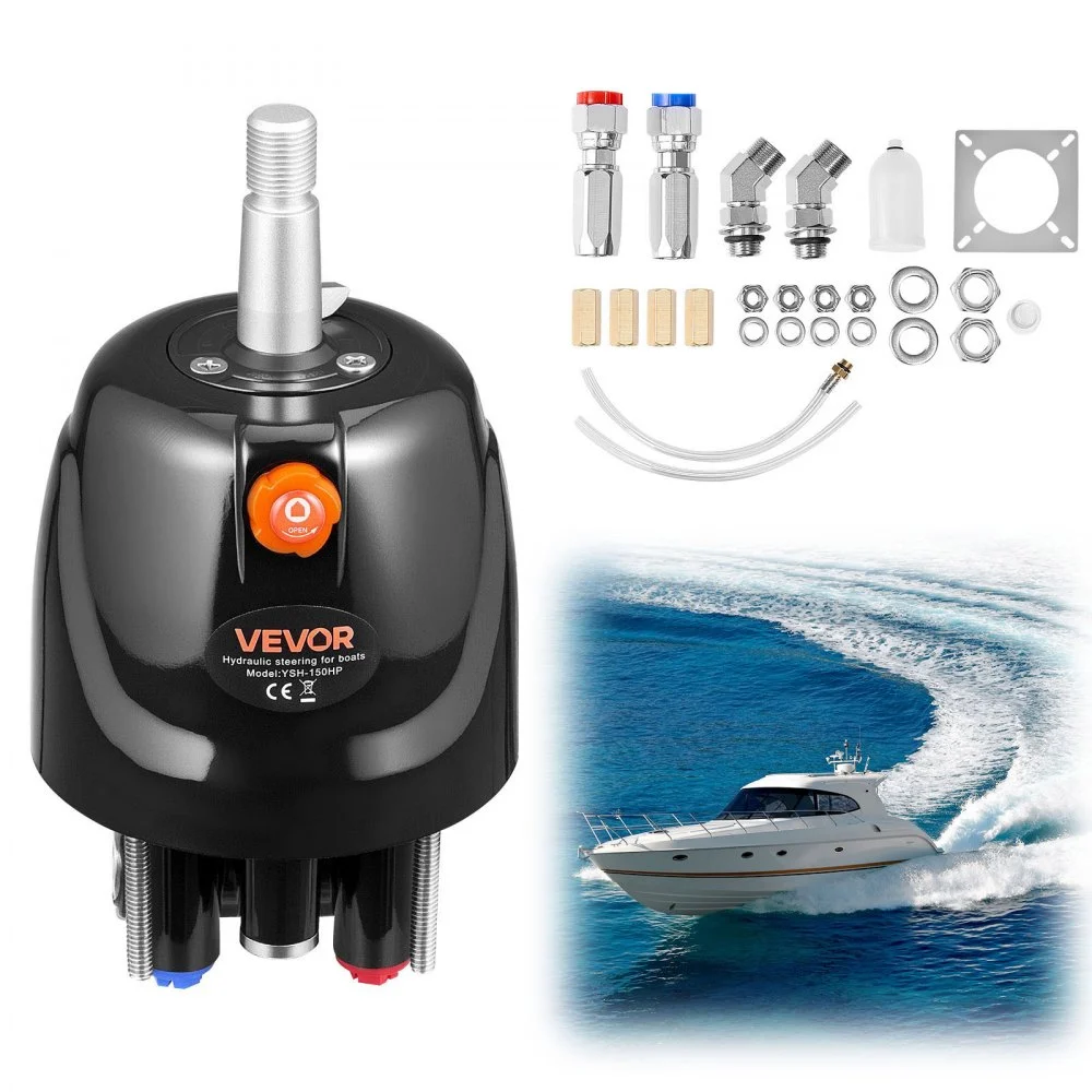 Summer Sale
VEVOR Hydraulic Steering Helm Pump, 150 HP, Helm Pump for Boat, with 6.9 MPa/1000 psi Max Working Pressure, Aluminum Alloy Housing, Check Valve, Replaceable Shaft Seal, for Outboards Fishing Boats