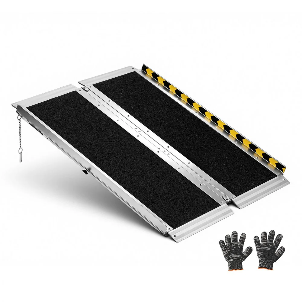 VEVOR Portable Wheelchair Ramp, 3FT, Non-Slip Aluminum Folding Handicap Ramp for Wheelchair, 800 lbs Capacity, Door Threshold Ramps for Home Steps, Stairs, Entry, Threshold, Doorways, Scooter, Curbs