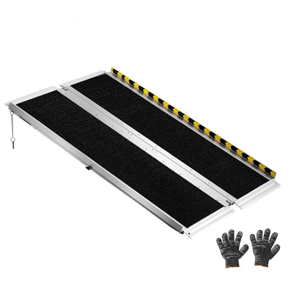 VEVOR Portable Wheelchair Ramp, 4FT, Non-Slip Aluminum Folding Handicap Ramp for Wheelchair, 800 lbs Capacity, Door Threshold Ramps for Home Steps, Stairs, Entry, Threshold, Doorways, Scooter, Curbs