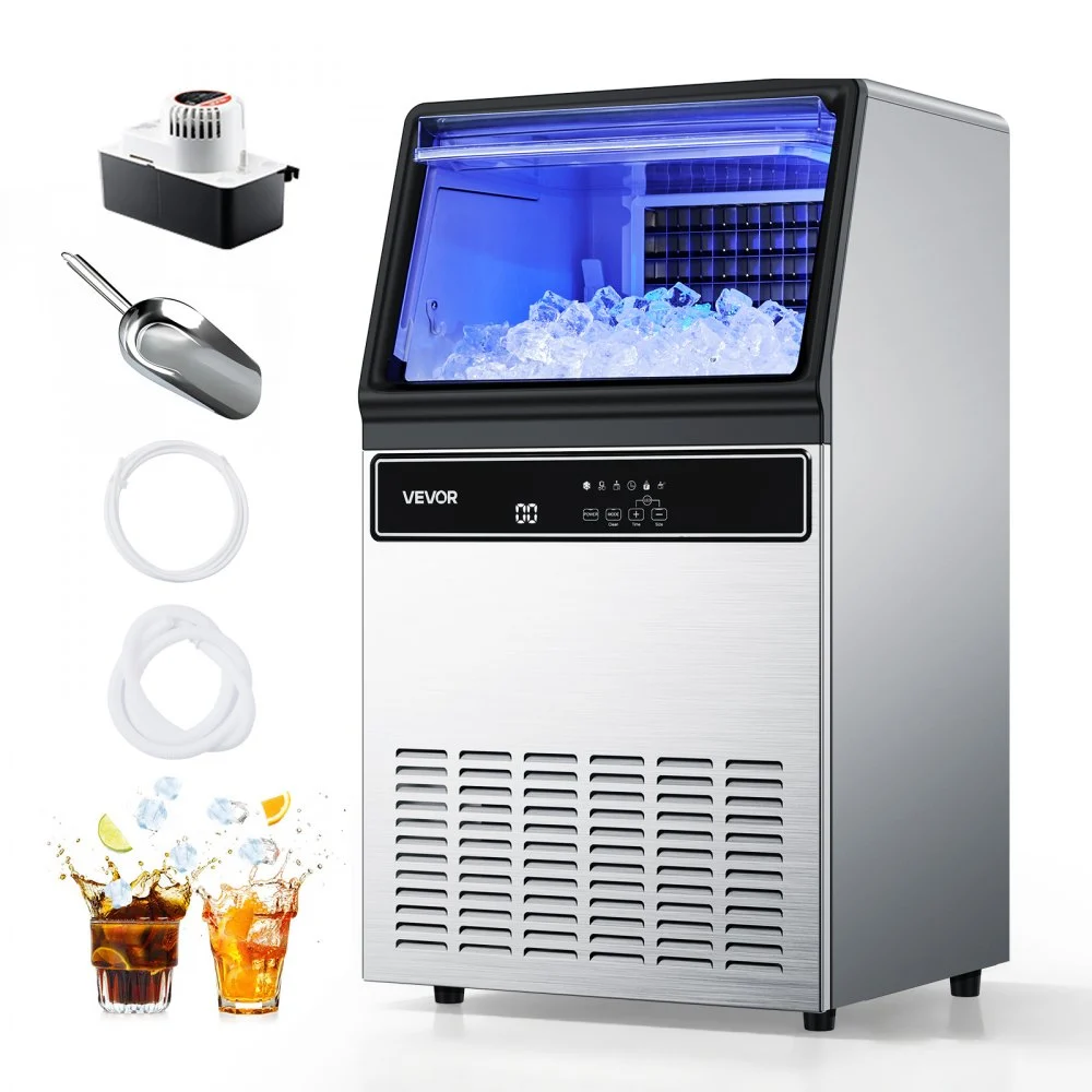 Summer Sale
VEVOR Commercial Ice Maker Machine with Pump, 130Lbs/24H with 33Lbs Storage, 45 Cubes per Cycle, Freestanding & Under Counter Ice Maker with LED Display & Self-Cleaning, for Home Bar Restaurant