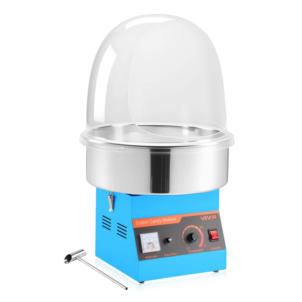 VEVOR Electric Cotton Candy Machine, 1000W Commercial Floss Maker With Cover, Commercial Cotton Candy Machine w/Stainless Steel Bowl & Sugar Scoop, Ideal for Carnival, Birthday, Family Party, Blue
