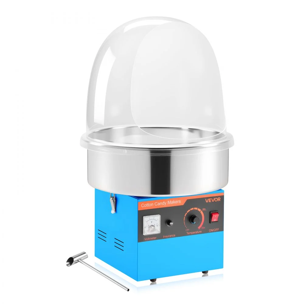 VEVOR Electric Cotton Candy Machine, 1000W Electric Floss Maker With Cover, Commercial Cotton Candy Machine w/Stainless Steel Bowl & Sugar Scoop, Ideal for Home, Carnival, Birthday, Family Party, Blue