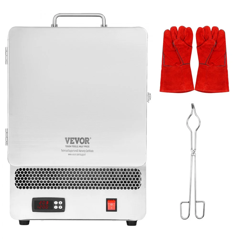 Summer Sale
VEVOR Tabletop Kiln Melter, 1500W Electric Kiln, 2192℉ Max Temperature, Precise Control, Stainless Steel, Gold Melting Furnace for Wax Casting, Clay DIY, Metal Tempering, Glazing on Pottery, Silver