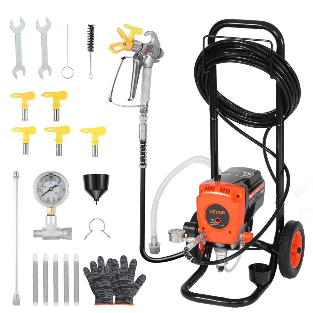 Summer Sale
VEVOR Stand Airless Paint Sprayer, 900W, 3300PSI High Pressure Airless Sprayer with Cart, Cleaning Brush, Hose, Extension Rod, Nozzles, Electric Spray Paint Machine for Interior or Exterior of House