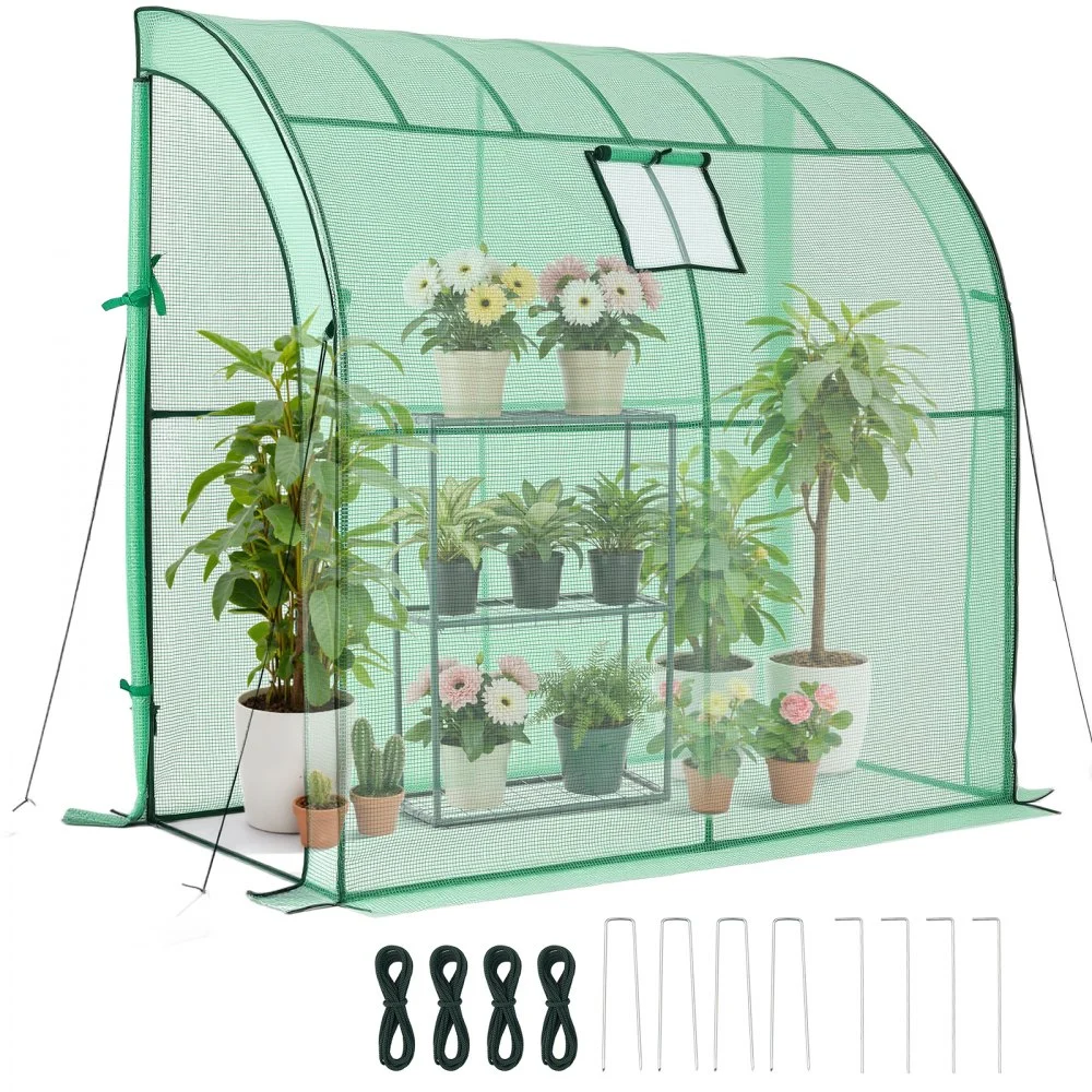 VEVOR Walk-in Green House, 78 x 39.4 x 78.7 in, Greenhouse with Shelves, High Strength PE Cover with Zipper Door and Steel Frame, Assembly in Minutes, Suitable for Planting and Storage