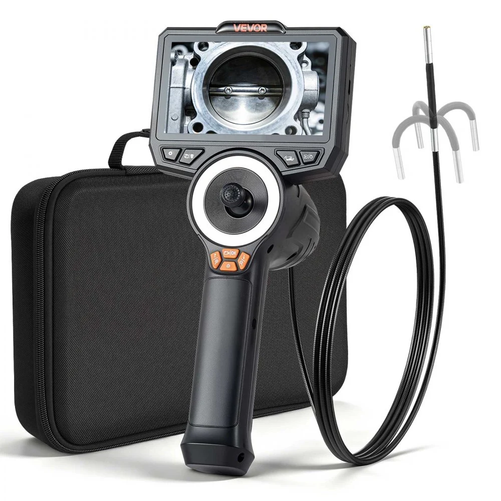 VEVOR Articulating Borescope with 3.9mm Ultra Slim Lens, 4-Way 360° Articulated Endoscope with Light, 4.5" HD IPS Screen, 8X Zoom Inspection Camera for Auto, Tight Mechanical Equipment (4.9FT Cable)