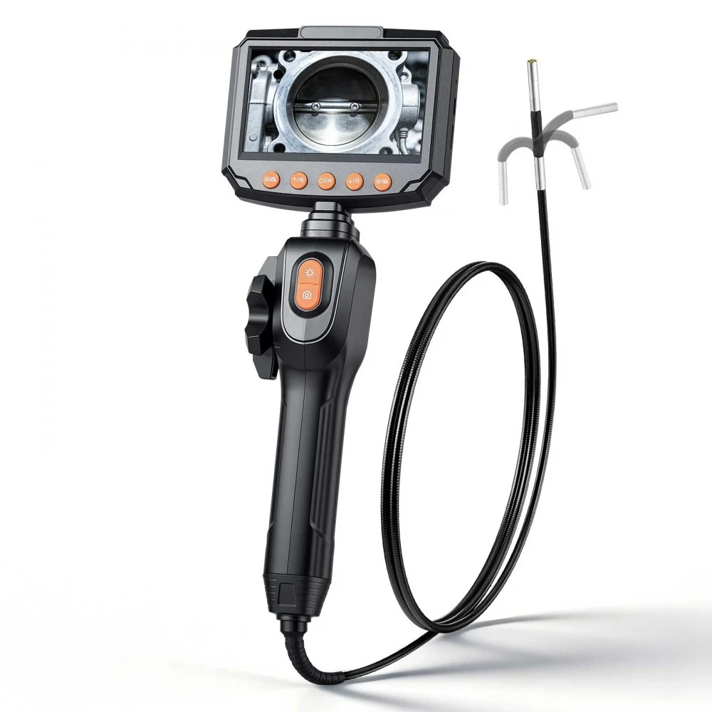 VEVOR Articulating Borescope with 0.15" Ultra Slim Lens, Two-Way Articulated Endoscope with Light, 4.3" IPS Screen, 1280 x 720 HD Lens, 8X Zoom Inspection Camera for Automotive, Tight Mechanical Space